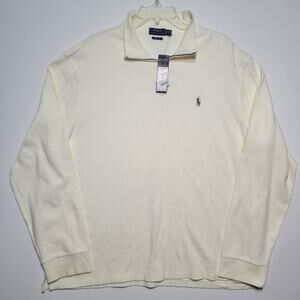NWT Polo Ralph Lauren Mens XL Estate Rib Quarter Zip Pullover Sweater Cream